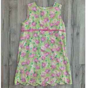6Y Lilly Pulitzer Girls Shift Dress Scalloped Rhino Floral Print (K6)